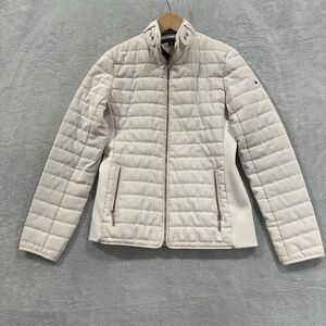 Tommy Hilfiger Jacket Women's XS Full Zip Puffer Quilted Cream White Packable